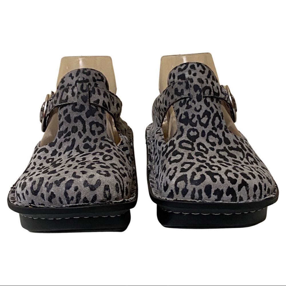 Alegria By PG Lite ALG-416 Black & Gray Leopard Clogs Slides - Picture 3 of 11